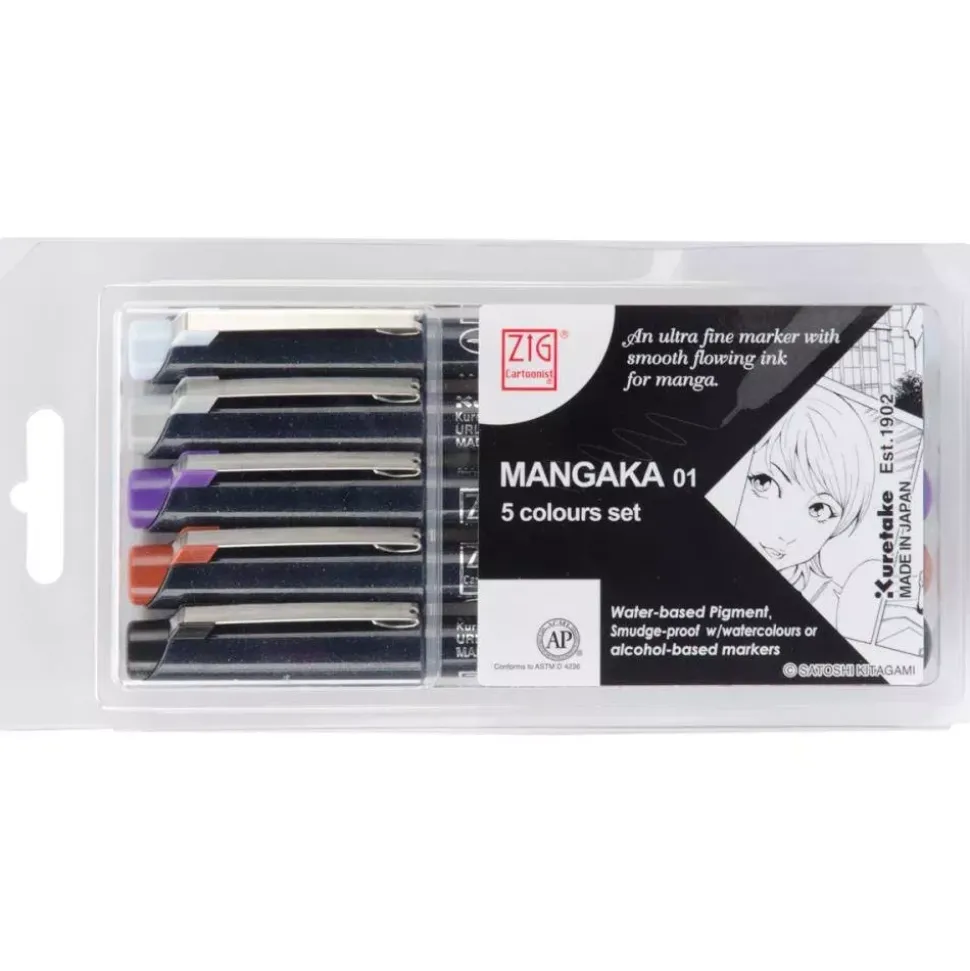 Set de 5 rotuladores de colores Mangaka 01 Zig