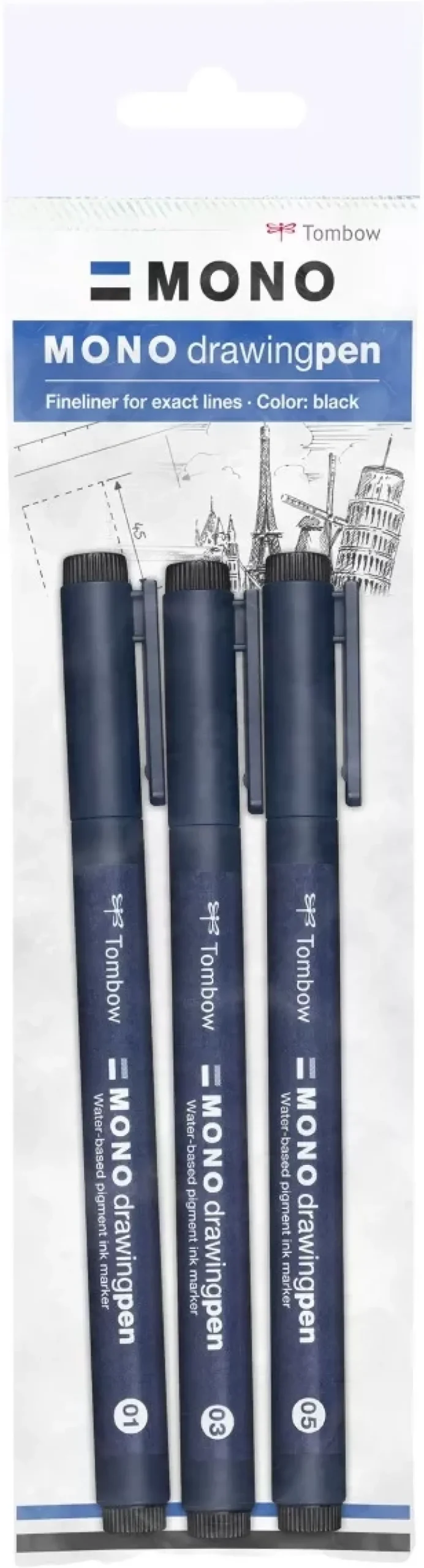 Set de 3 rotuladores Fineliner Mono Drawing Tombow