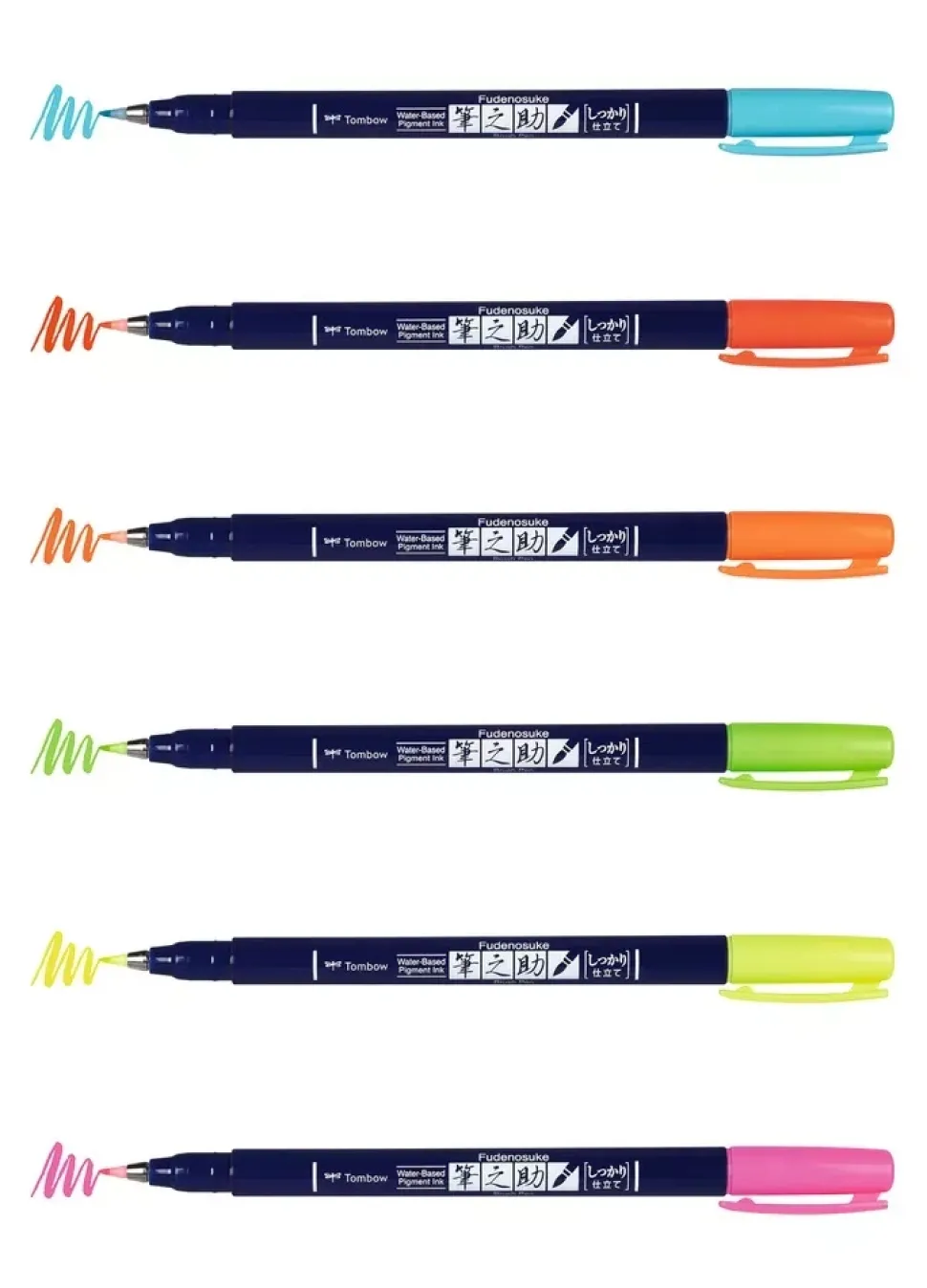 Set de 6 rotuladores Fudenosuke Neón Punta dura Tombow