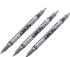 Set de 3 Rotuladores Fudenosuke Doble punta Gris