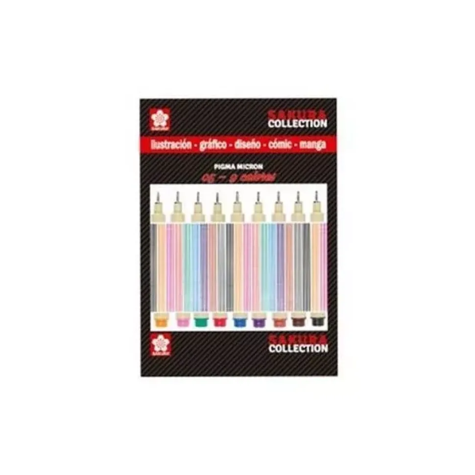 Set de 9 rotuladores Pigma Micron punta fina Sakura