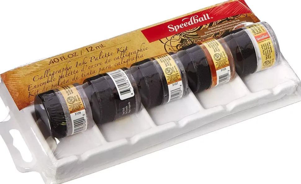 Set de 5 tintas de caligrafía y paleta Speedball 12ml