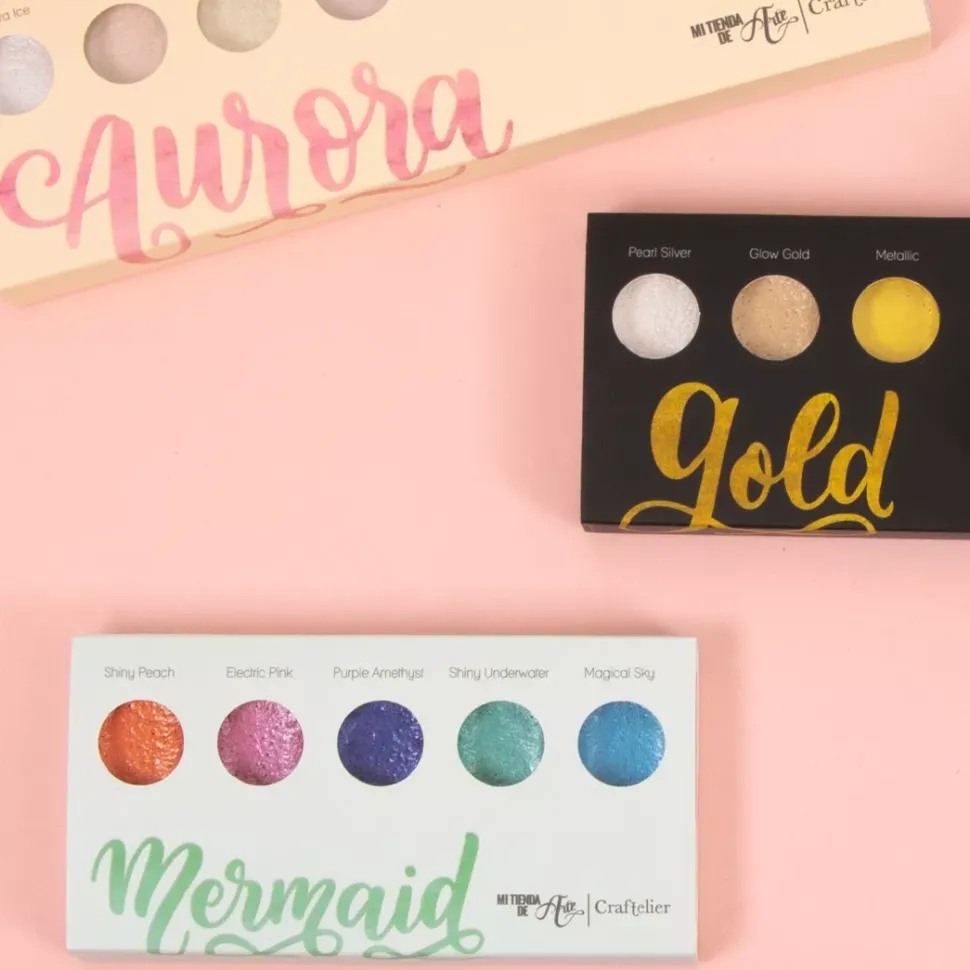 Set de Acuarelas Metálicas Aurora Craftelier