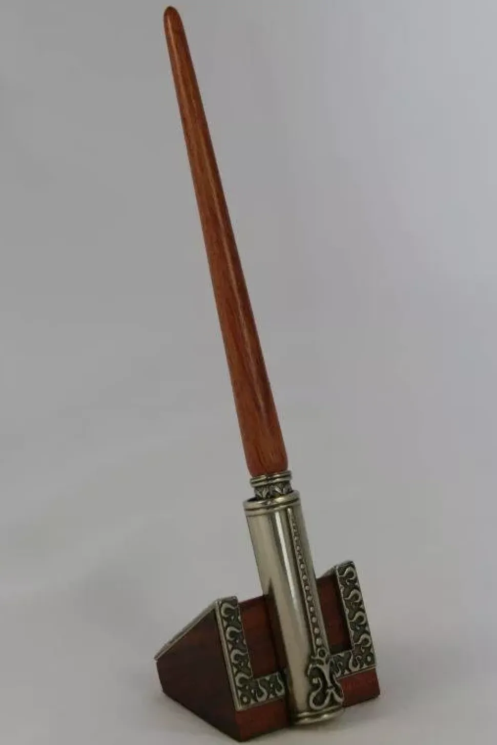 Set de escritura 45 pluma de madera y alpaca, tintero y portapluma Bortoletti