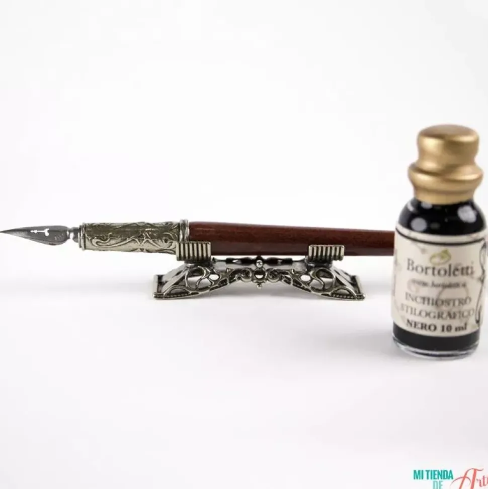 Set de escritura con pluma de madera y portapluma Bortoletti