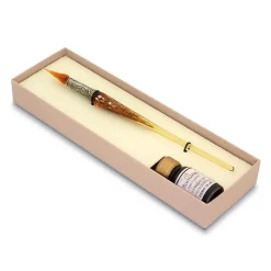 Set de escritura con pluma de Murano Ámbar