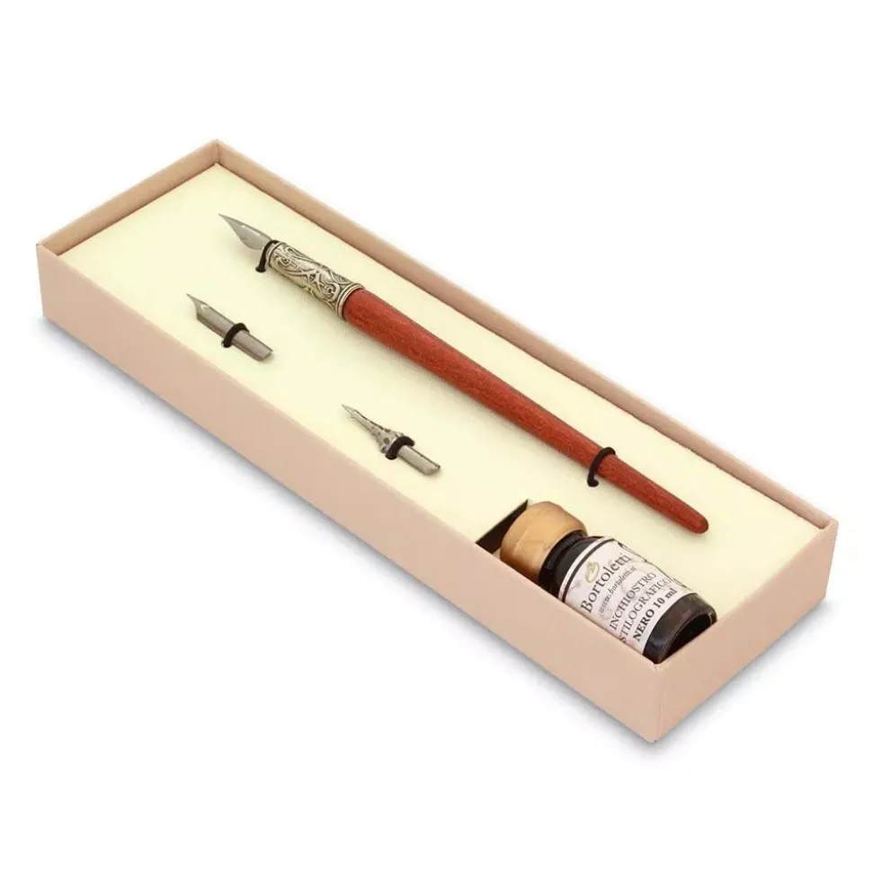 Set de escritura con pluma de madera Bortoletti