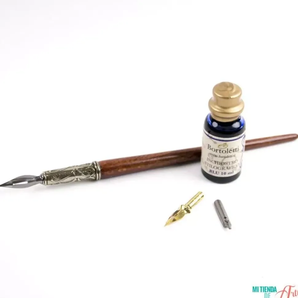 Set de escritura con pluma de madera Bortoletti