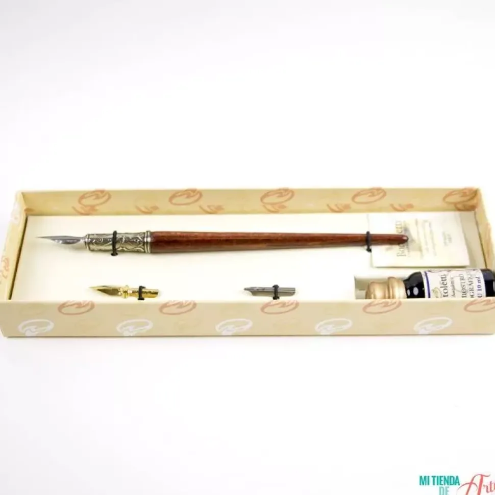 Set de escritura con pluma de madera Bortoletti
