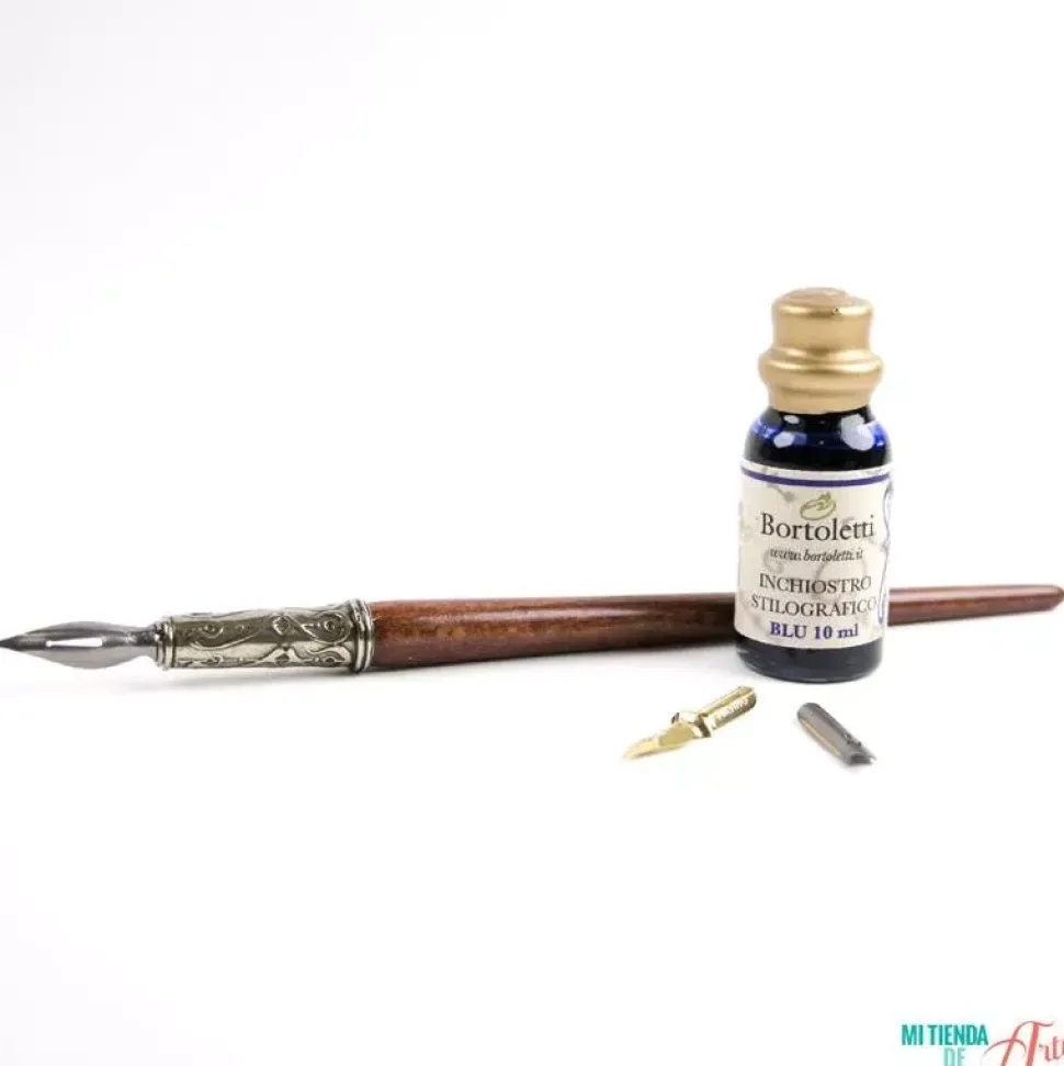 Set de escritura con pluma de madera Bortoletti