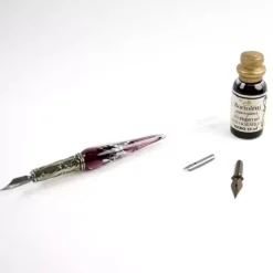 Set de escritura con pluma de Murano amatista, blanco y plata Bortoletti