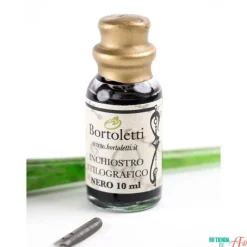 Set de escritura con pluma de Murano verde y oro Bortoletti