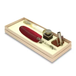 Set de escritura con pluma de oca burdeos Bellini Bortoletti