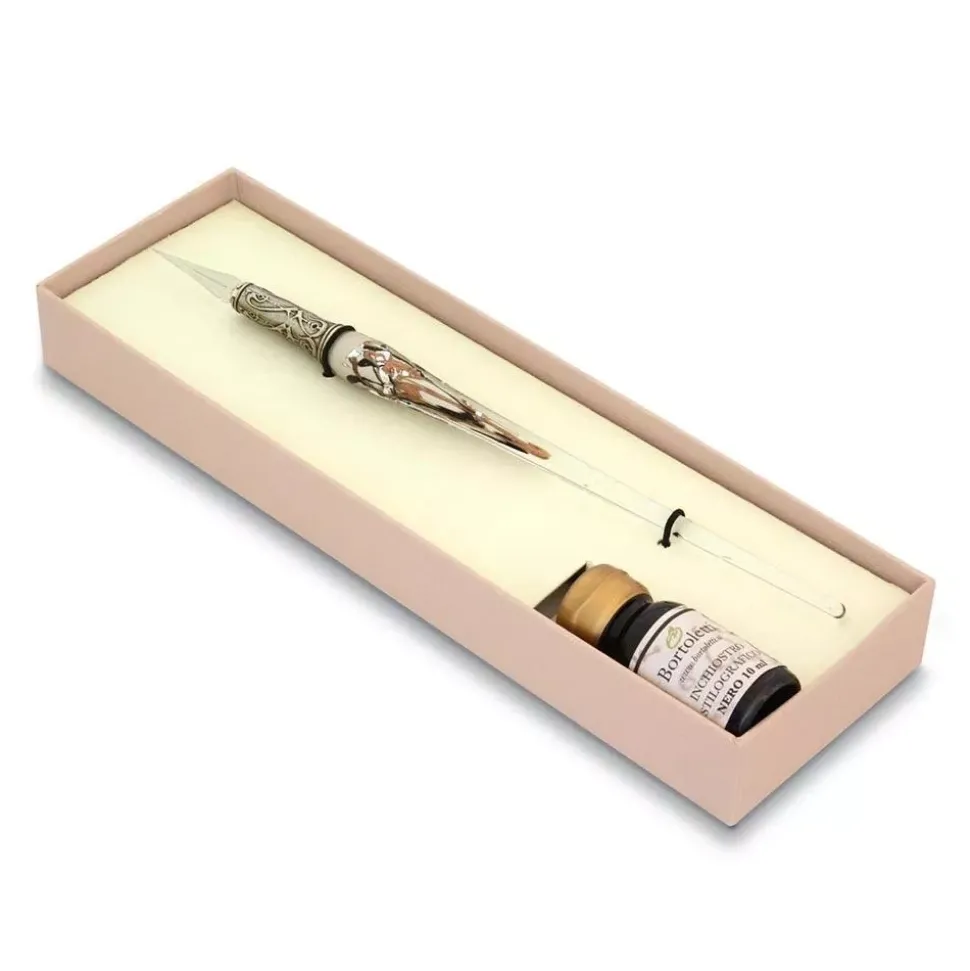 Set de escritura con pluma de cristal Marfil