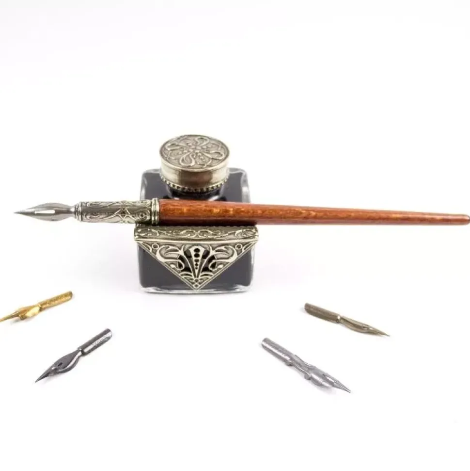 Set de escritura con pluma de madera Bortoletti