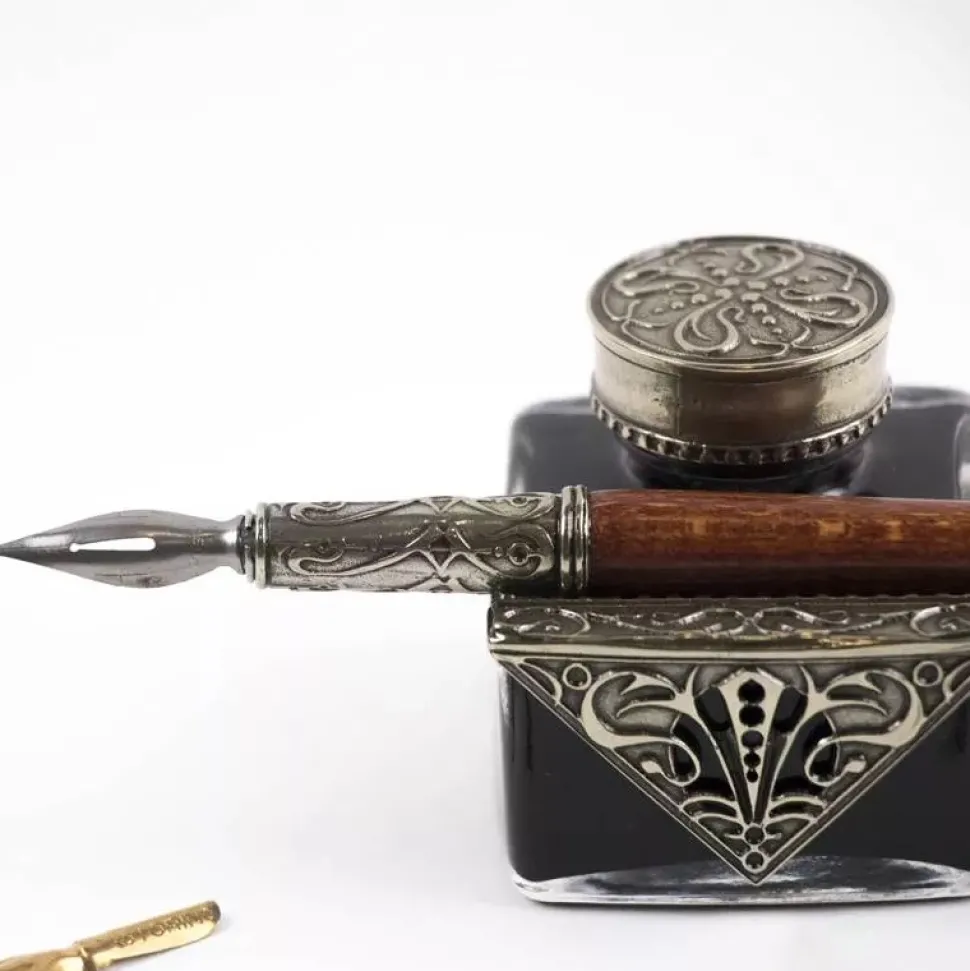 Set de escritura con pluma de madera Bortoletti