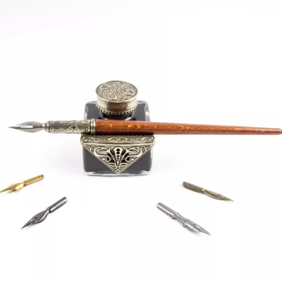 Set de escritura con pluma de madera Bortoletti