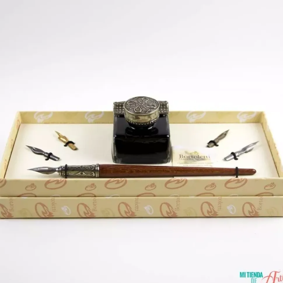 Set de escritura con pluma de madera Bortoletti