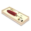 Set de escritura con pluma de oca burdeos Bortoletti