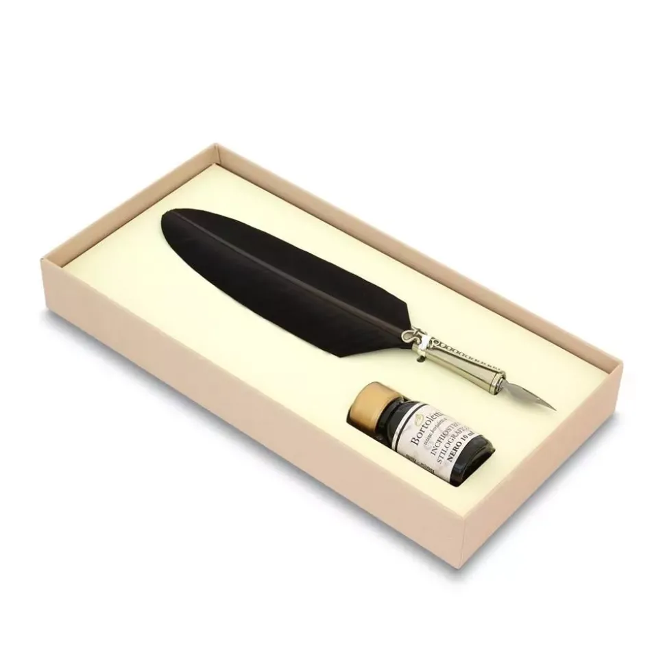 Set de escritura pluma negra Bortoletti