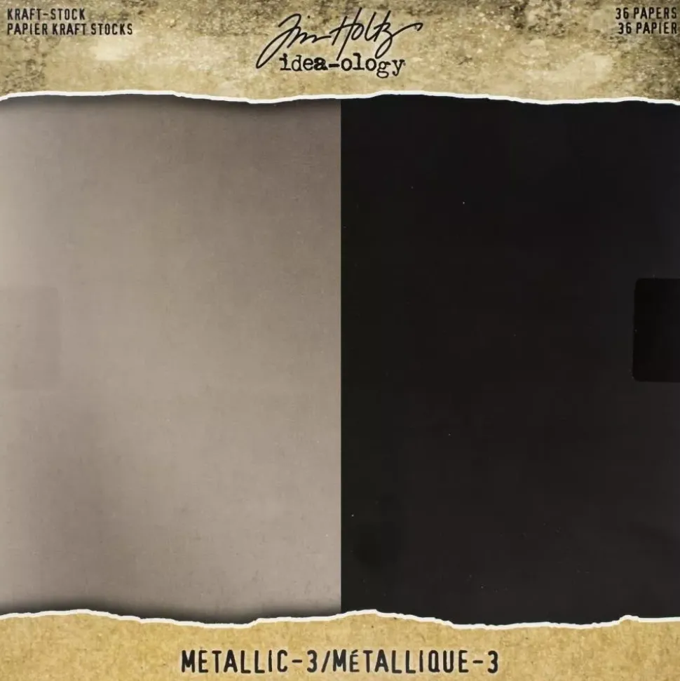 Set de Papeles Metallic 3 Idea-Ology Tim Holtz 8x8cm