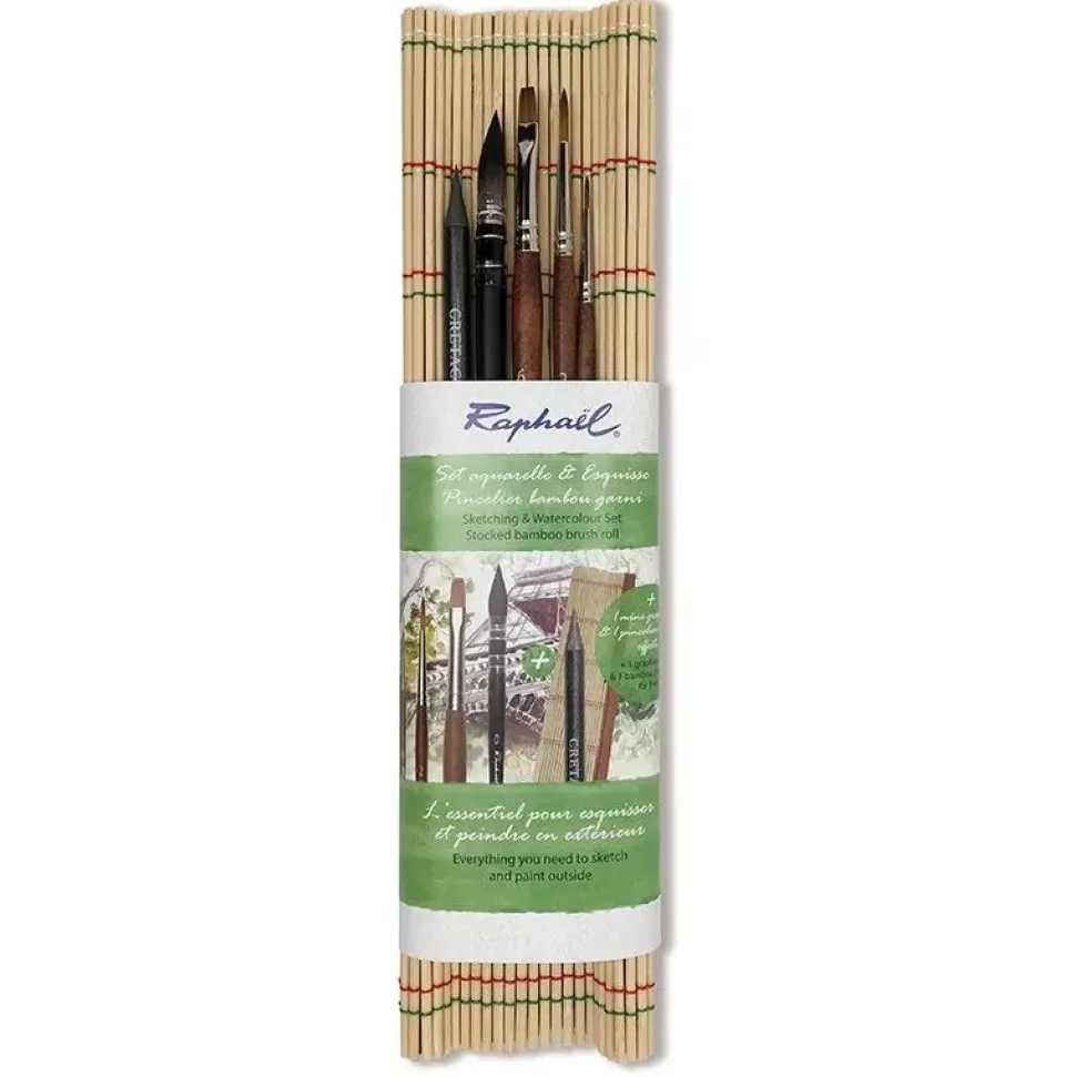 Set de Pinceles Bambú Para Bocetos y Acuarelas Raphaël