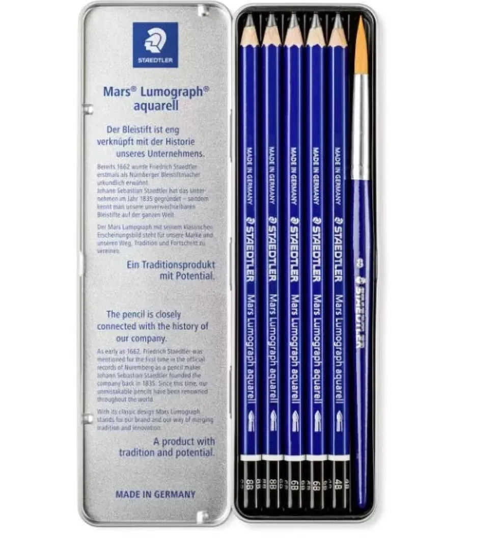 Set Lápices grafito acuarelable Lumograph 100A Staedtler