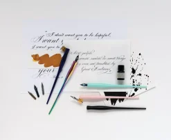 Set para Caligrafía Oblicua Rosa Manuscript