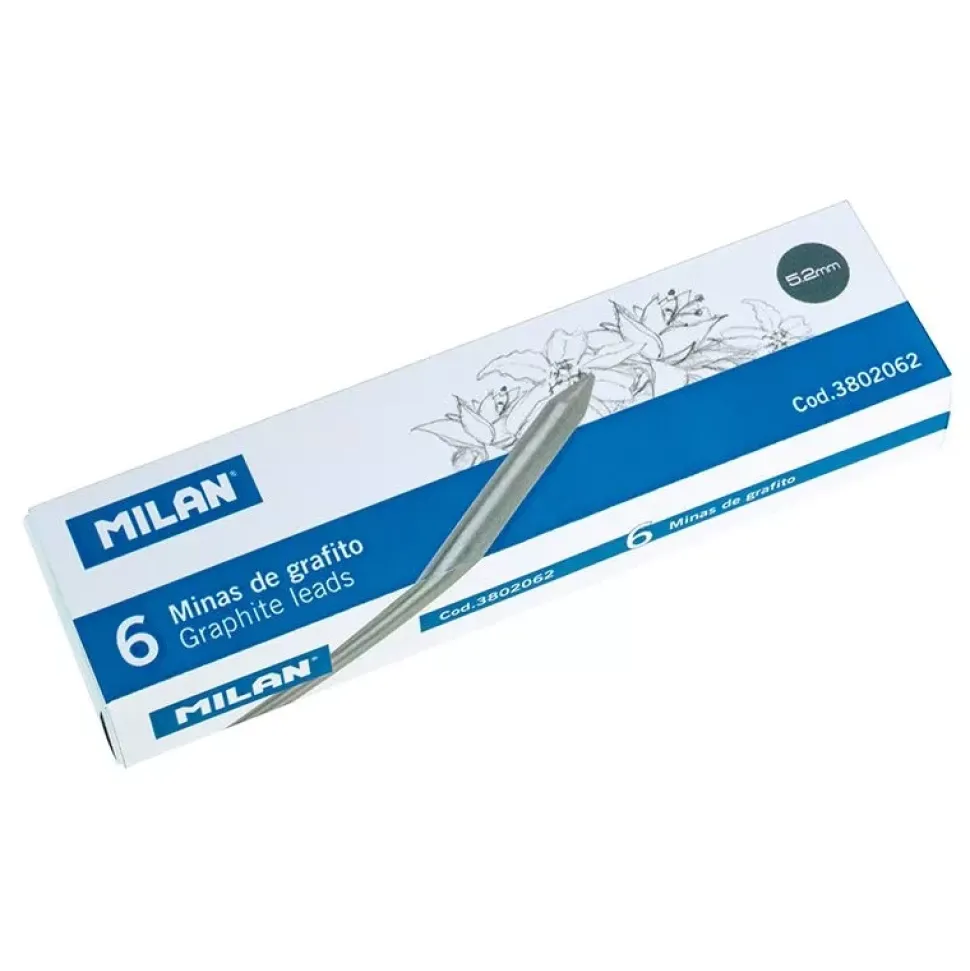 Set Portaminas Profesional Negro + Minas Recambio Milan 5.2mm