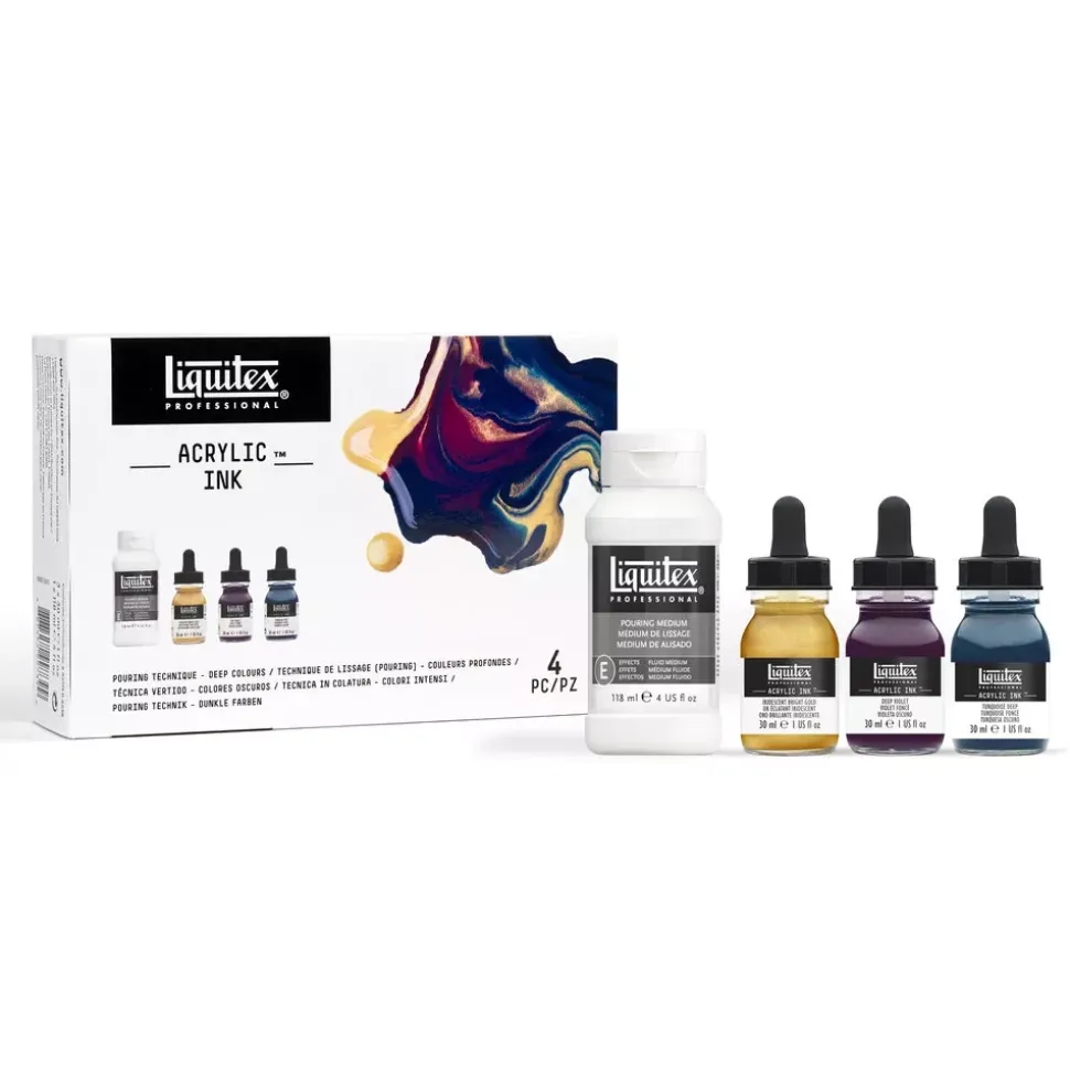 Set tintas para pouring colores oscuros Liquitex 30ml