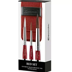 Set viaje acuarela 1270 estuche tela roja y pinceles Escoda
