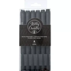 SUPER OFERTA **40%** Set de 6 rotuladores negros Fineliners Kelly Creates