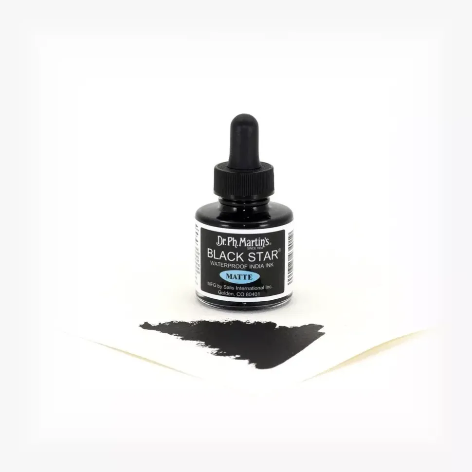 Tinta Black Star Matte India Ink 1.0 oz Dr. Ph. Martin's