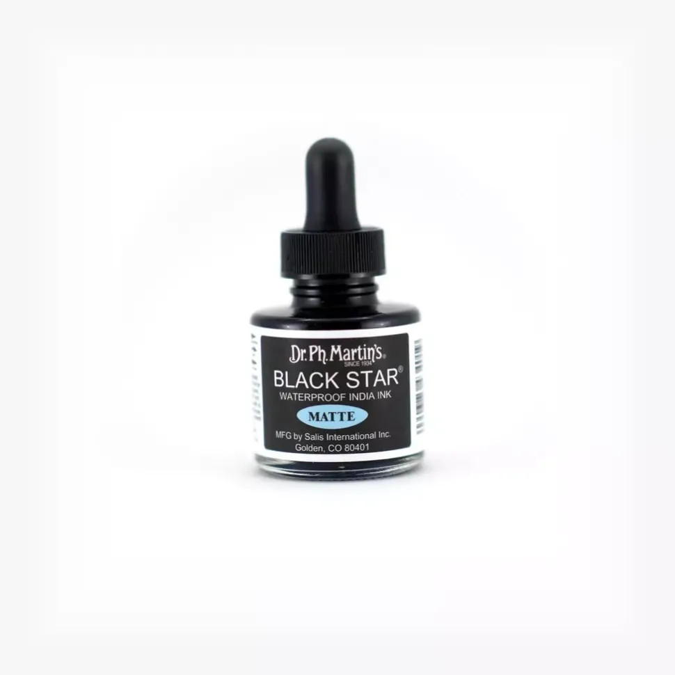 Tinta Black Star Matte India Ink 1.0 oz Dr. Ph. Martin's