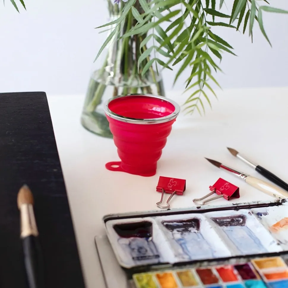 Vaso plegable portátil rojo Hahnemühle