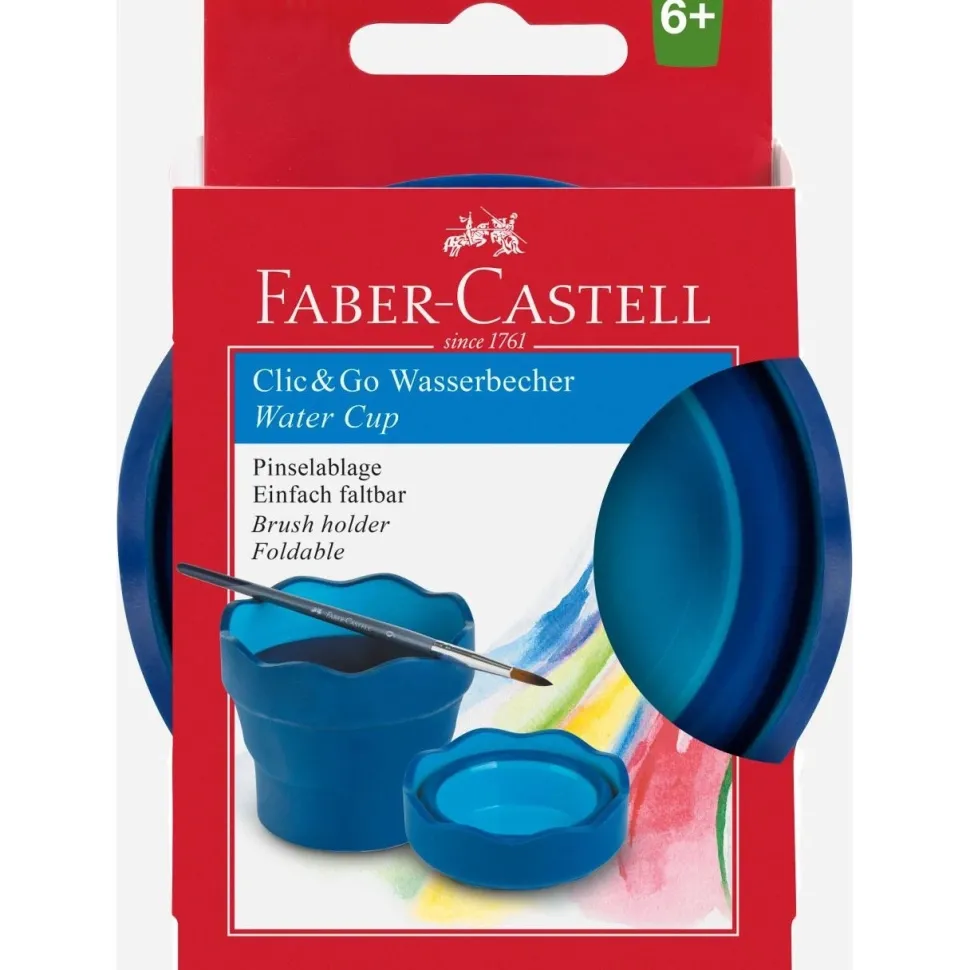 Vaso Portátil Azul Click&Go Connector Faber-Castell